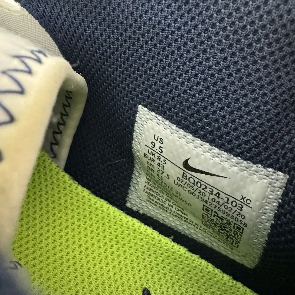 Nike Court Tech Challenge 20 Navy Hot Lime White BQ0234-103 9.5 Mens Tennis READ